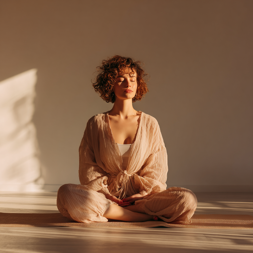 Practicantă de yoga în poziția lotus